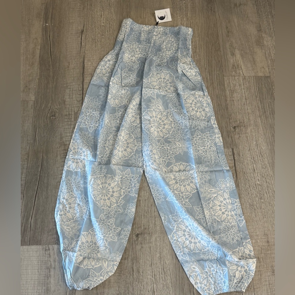 Lotus and Luna Periwinkle  Smocked Haram Pants